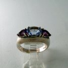 STERLING SILVER AMYTHEST BLUE TOPAZ BAND RING SIZE 7