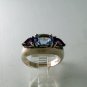 STERLING SILVER AMYTHEST BLUE TOPAZ BAND RING SIZE 7