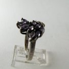 VINTAGE STYLE STERLING SILVER AMYTHEST MARCASITES RING SIZE 9 1/4