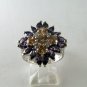 VINTAGE STYLE STERLING SILVER AMYTHEST CZS COCKTAIL RING SZ 7 1/2