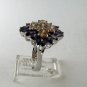 VINTAGE STYLE STERLING SILVER AMYTHEST CZS COCKTAIL RING SZ 7 1/2