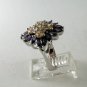 VINTAGE STYLE STERLING SILVER AMYTHEST CZS COCKTAIL RING SZ 7 1/2