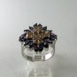 VINTAGE STYLE STERLING SILVER AMYTHEST CZS COCKTAIL RING SZ 7 1/2