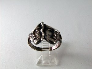 VINTAGE STERLING SILVER COMEDY TRAGEDY RING SIZE 9
