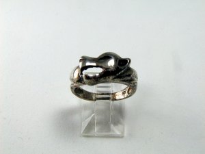 VINTAGE STERLING SILVER DOG WOLF BAND RING SIZE 7 1/4