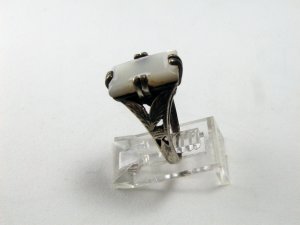 VINTAGE MEXICAN STERLING SILVER MOTHER OF PEARL RING SIZE 5 1/2