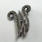VINTAGE STERLING SILVER MARCASITES LETTER W BROOCH