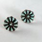 VINTAGE NATIVE AMERICAN STERLING SILVER TURQUOISE PIERCED EARRINGS