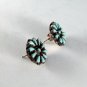 VINTAGE NATIVE AMERICAN STERLING SILVER TURQUOISE PIERCED EARRINGS