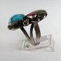 VINTAGE NATIVE AMERICAN SILVER TURQUOISE CORAL SIGNED RING SIZE 10