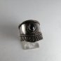 VINTAGE GOTHIC RENAISSANCE STYLE STERLING SILVER CABACHON GARNET RING SIZE 8
