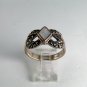 VINTAGE STYLE STERLING SILVER MOTHER PEARL MARCASITES RING SIZE 10
