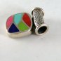 VINTAGE STYLE STERLING SILVER RED BLUE ONYX PENDANT