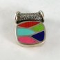 VINTAGE STYLE STERLING SILVER RED BLUE ONYX PENDANT