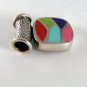 VINTAGE STYLE STERLING SILVER RED BLUE ONYX PENDANT