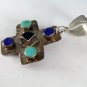 VINTAGE MEXICAN MEXICO STERLING SILVER ONYX CROSS