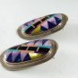 NATIVE AMERICAN ZUNI STERLING SILVER TURQUOISE BLACK ONYX ABALONE MOTHER OF PEARL PIERCED EARRINGS