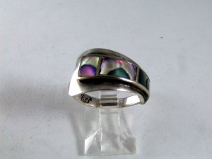 VINTAGE MEXICAN MEXICO TAXCO STERLING SILVER ABALONE RING SIZE 7