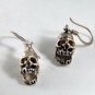 VINTAGE STERLING SILVER SKULL PIERCED EARRINGS
