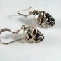 VINTAGE STERLING SILVER SKULL PIERCED EARRINGS