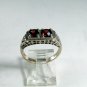 VINTAGE STYLE STERLING SILVER FILIGREE GARNETS RING SIZE 6