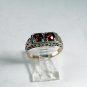 VINTAGE STYLE STERLING SILVER FILIGREE GARNETS RING SIZE 6