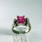 VINTAGE STYLE STERLING SILVER PINK CZ RING SIZE 8 1/4