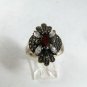 VINTAGE STERLING SILVER GARNET CZs MARCASITES RING SIZE 8 1/2