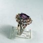 VINTAGE STERLING SILVER AMYTHEST CZs RING SIZE 7 1/4