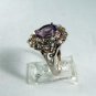 VINTAGE STERLING SILVER AMYTHEST CZs RING SIZE 7 1/4