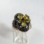 VINTAGE STERLING SILVER MARCASITES CITRINE CZs RING SIZE 6 1/2