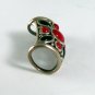 GOTHIC RENAISSANCE STYLE VINTAGE STERLING SILVER BLACK ONYX CORAL PENDANT