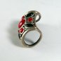 GOTHIC RENAISSANCE STYLE VINTAGE STERLING SILVER BLACK ONYX CORAL PENDANT