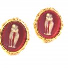 1970's Gold Tone Roman Couple in Pink Cufflinks