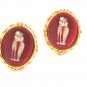1970's Gold Tone Roman Couple in Pink Cufflinks