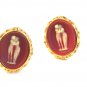 1970's Gold Tone Roman Couple in Pink Cufflinks