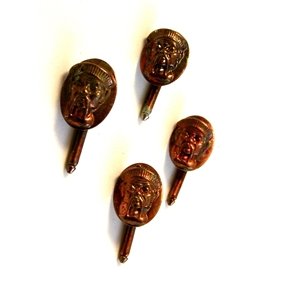 Vintage 1940's 1950's Copper Tone Fu Manchu Detective Shirt Studs