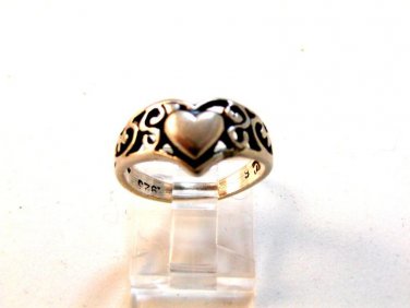 Vintage Sterling Silver Heart Ring Size 5 3/4