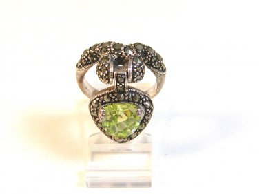 Sterling Silver & Citrine Flip Heart Fashion Ring Size 8 1/2