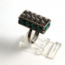Adjustable Vintage Mexican Silver & Turquoise Ring Size 5 Old Eagle 2 Mark
