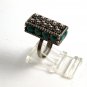 Adjustable Vintage Mexican Silver & Turquoise Ring Size 5 Old Eagle 2 Mark