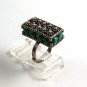 Adjustable Vintage Mexican Silver & Turquoise Ring Size 5 Old Eagle 2 Mark