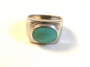 Vintage Native American Sterling Silver Turquoise Ring Size 7 1/2