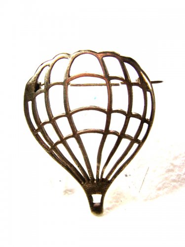Vintage Up Up & Away Sterling Silver Hot Air Balloon Brooch Unbranded 7215