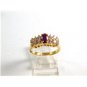 Sterling Silver Gold Vermeil Garnet & CZs Ring Size 7 1/2