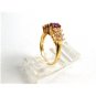 Sterling Silver Gold Vermeil Garnet & CZs Ring Size 7 1/2
