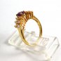 Sterling Silver Gold Vermeil Garnet & CZs Ring Size 7 1/2