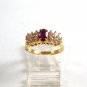 Sterling Silver Gold Vermeil Garnet & CZs Ring Size 7 1/2