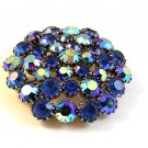 Vintage 1950's Silver Tone & Blue Rhinestone Brooch