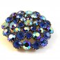 Vintage 1950's Silver Tone & Blue Rhinestone Brooch